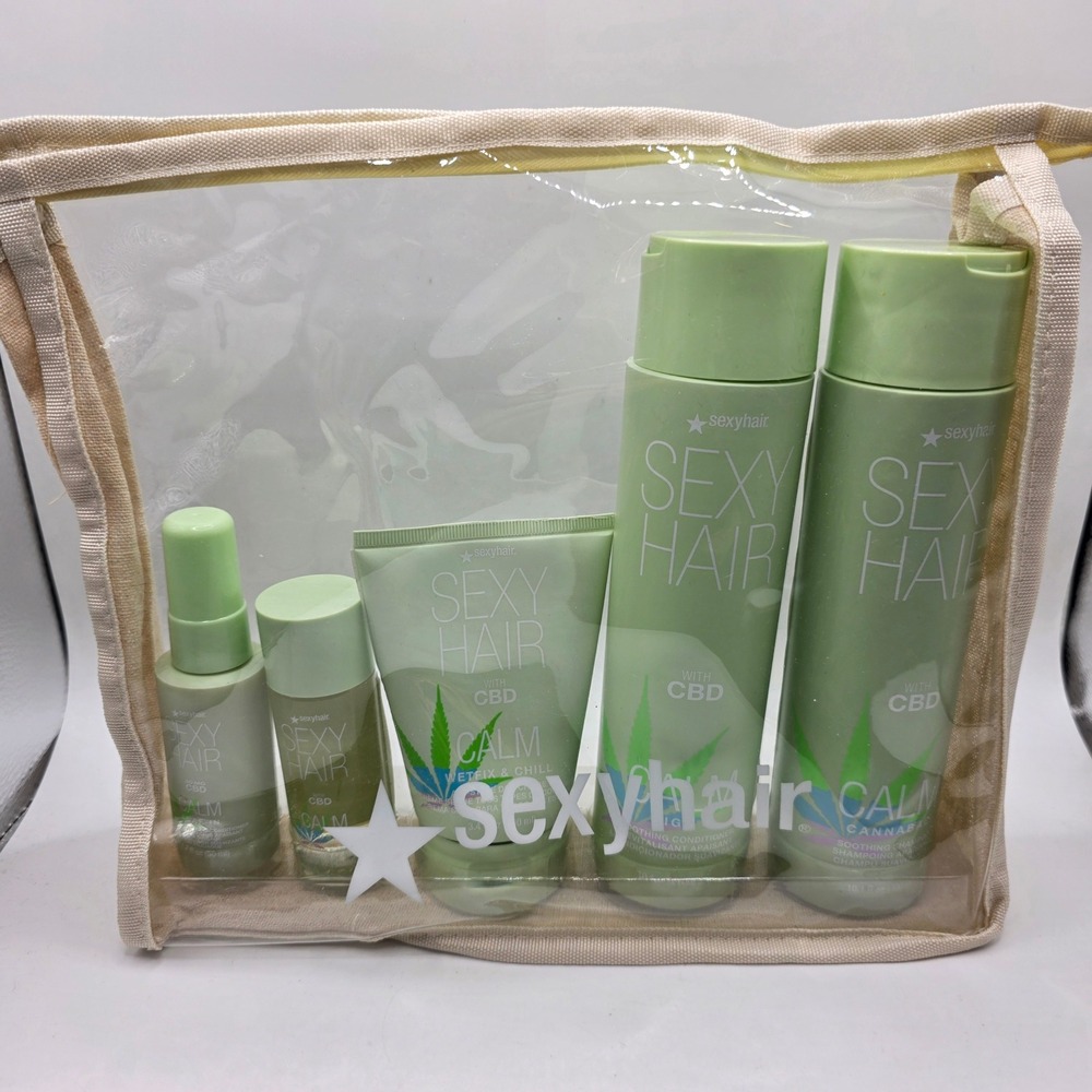 Sexy‎ Hair Calm CBD 5 Piece Travel Set Shampoo Conditioner Oil Dry Creme New